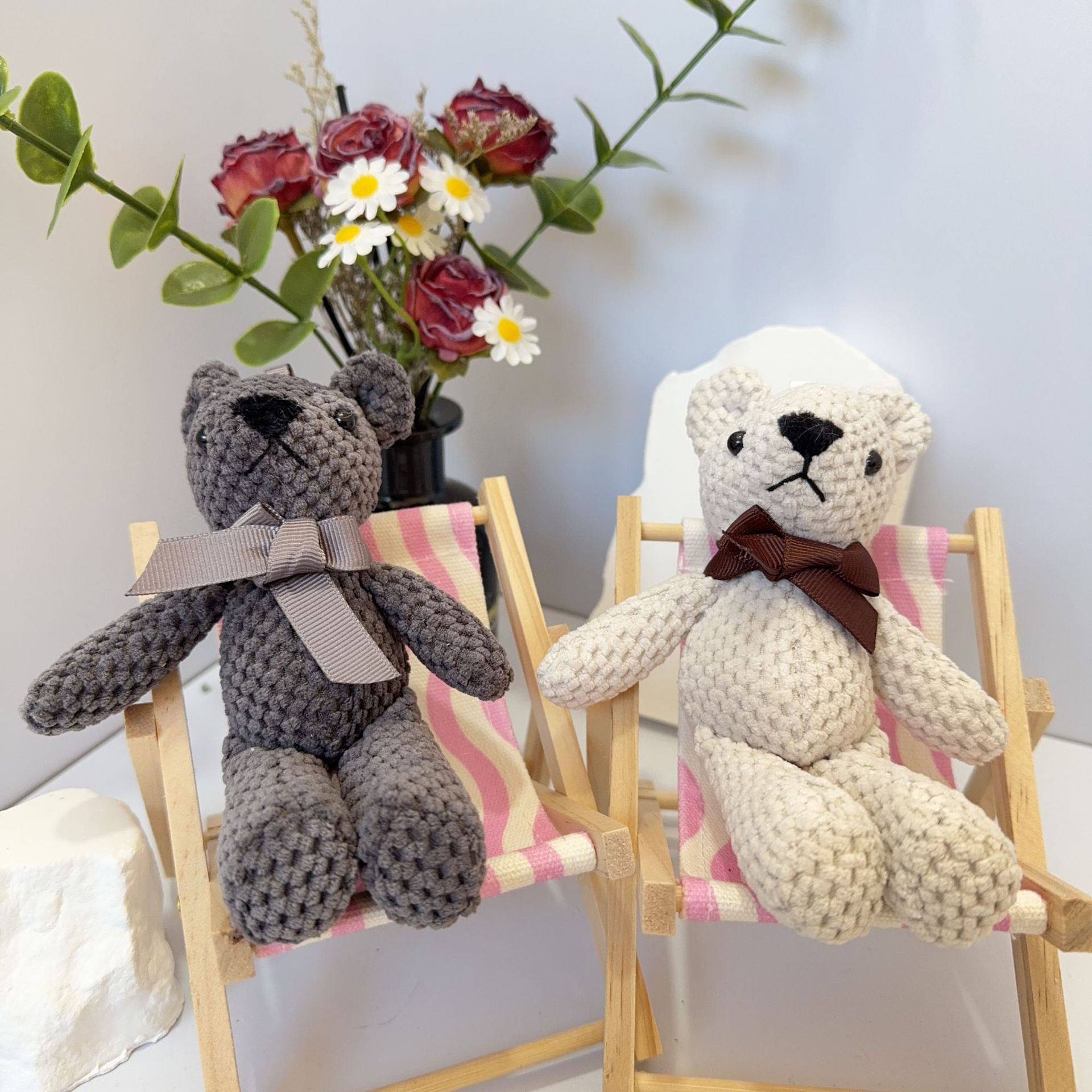 16cm Bear Pineapple Plaid Bear Plush Toy Doll Rag Doll Bag Pendant Gift Souvenir Accessories