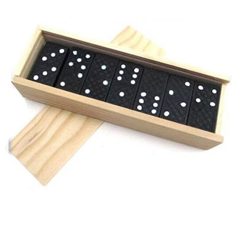 Foreign trade hot 28 pieces black dominoes wooden boxed black dominoes wooden board game teaching aids