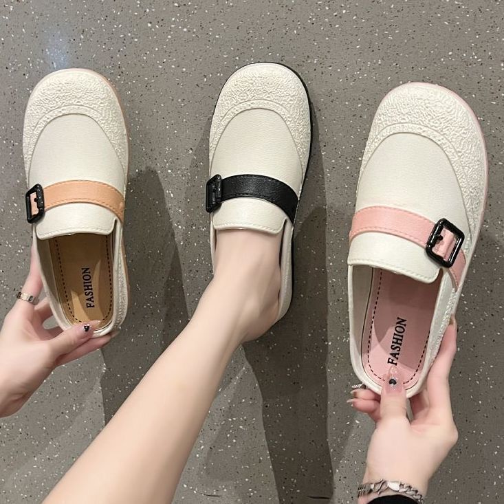 Плоские полуботинки, женские тапочки, новая стильная обувь 2025, популярная в интернете, летняя, универсальная, модная, нескользящая