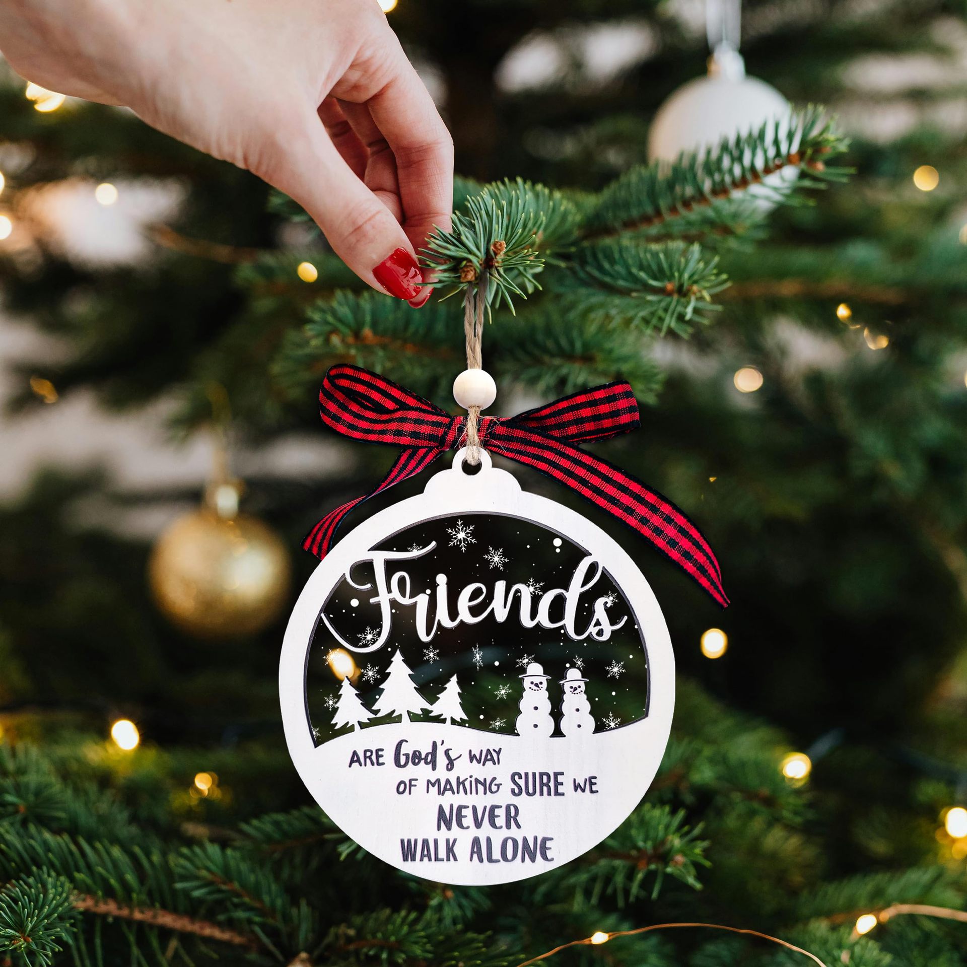 Cross-border Hot Products 2-layer Friendship Christmas Ornaments 2024 Decorative Pendants Valentine's Day Gifts for Friends