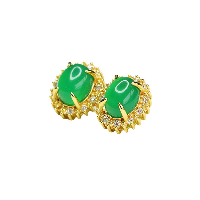 Aiyu Ice Green Chalcedony Earrings Agate Earrings Earrings Fashion Jewelry Factory Wholesale AY4013006