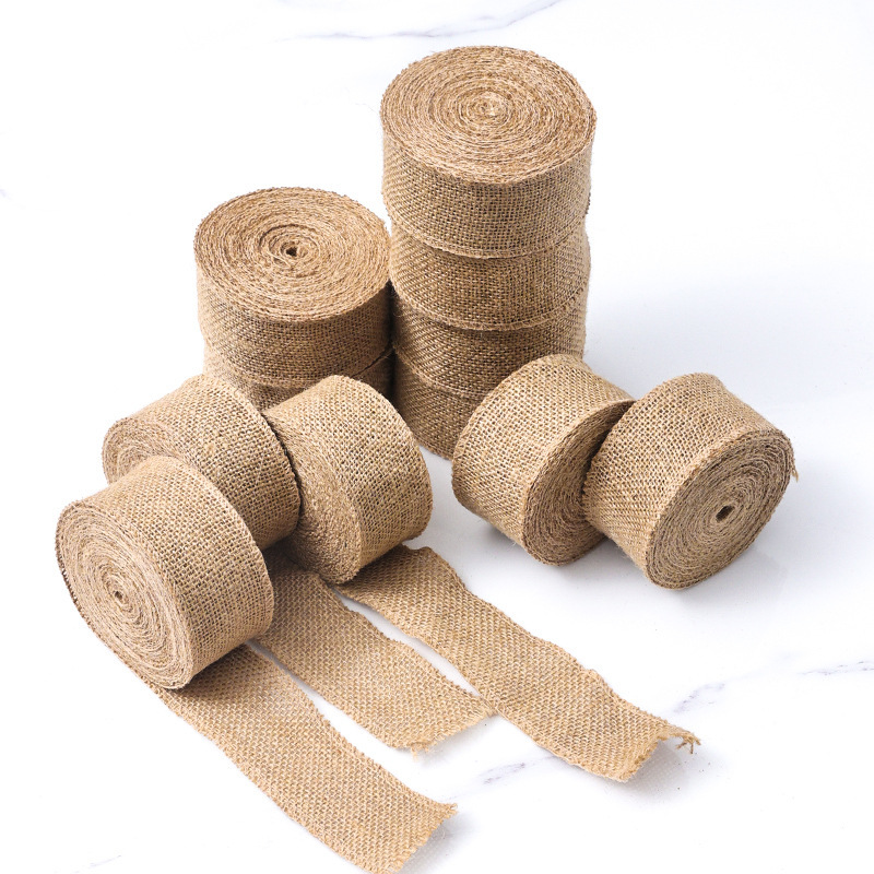 Woven Jute Webbing Linen Roll Gift Jewelry Overlay Linen Roll Handmade DIY Linen Strips Wholesale