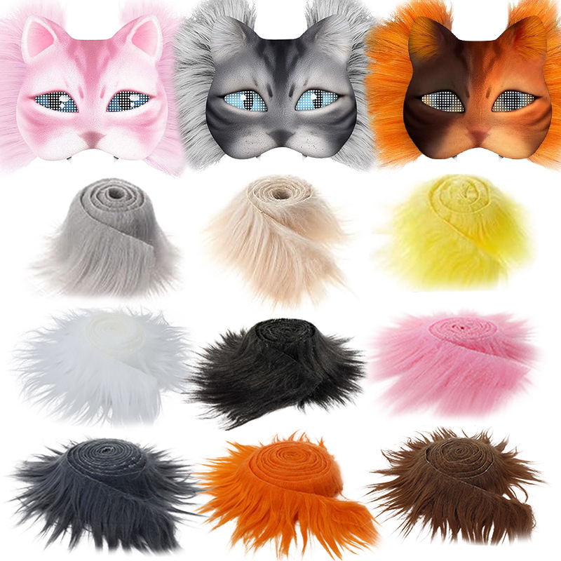 Кросс-бордерная кошачья маска в наличии, искусственный широкий полосатый материал, плюшевые поделки, рождественское украшение для дома DIY