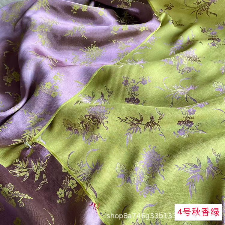 Vintage Silk Fragrant Crepe Fabric New Chinese Style Mongolian Robe Tang Coat Heavy Jacquard Silk Silk Fabric