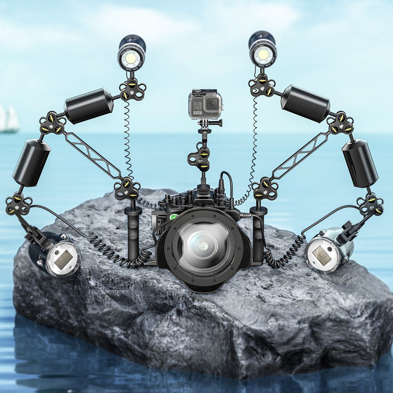 Diving Photography Butterfly Clip Aluminum Alloy Double Ball Head Clip Two-Hole Light Arm Clip Camera Diving Photography Bracket Accessories