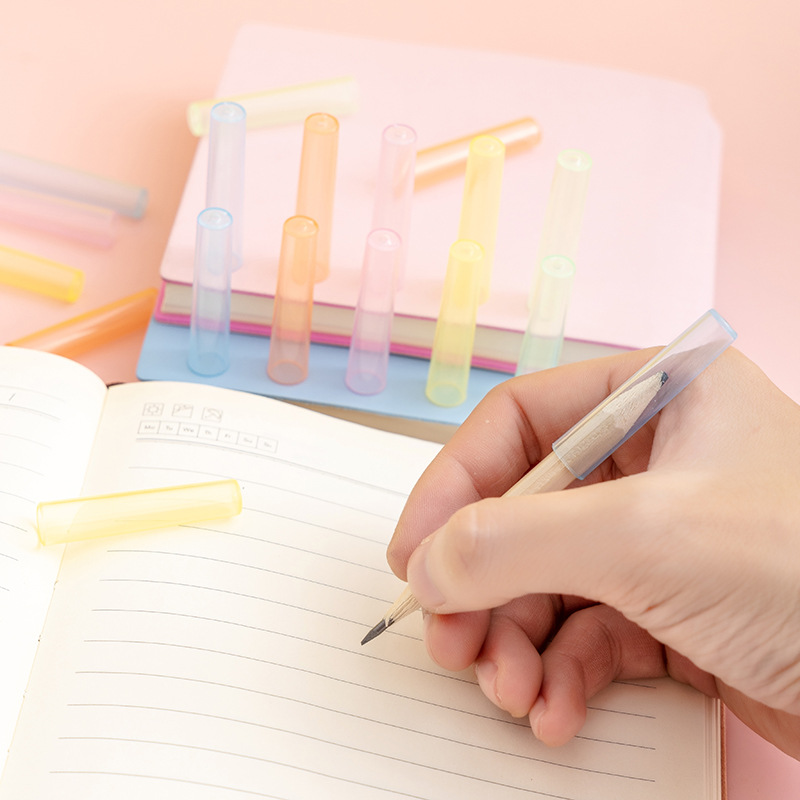 Pencil Cap Transparent Pen Set Children's Pencil Head Pencil Cap Protective Cover Plastic Creative Lender Pencil Grip