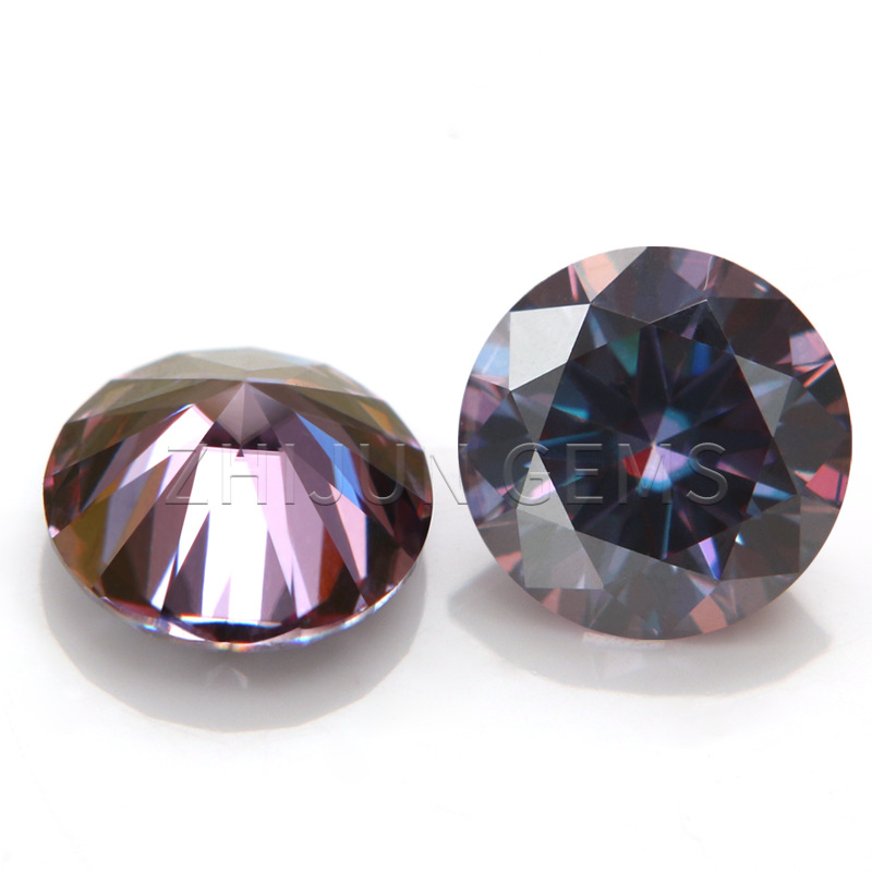 Round Colored Moissanite Loose Stones Red Yellow Blue Colored Diamonds Purple Cherry Blossom Pink Gemstones Manufacturer Wholesale in Stock