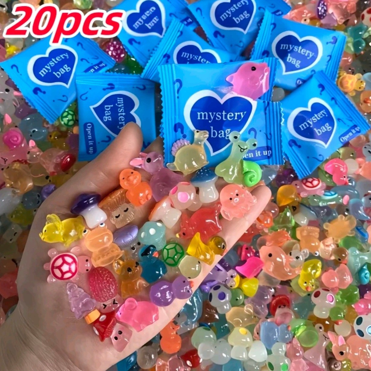 Cross-Border Miniature Creative Glow-In-The-Dark Duck and Turtle Figurines Animal Blind Bags Popular Accessories Mixed DIY Resin Parts