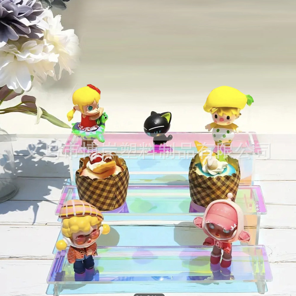 Cross-border colorful acrylic three-layer animation handmade ornaments display stand cosmetics perfume storage paper cup cake stand