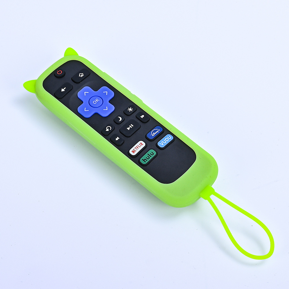 Ready Stock Suitable for Tcl Roku Luminous Remote Control Silicone Protective Cover 280Tv Anti-Fall Thickeneded Soft Cat Ears