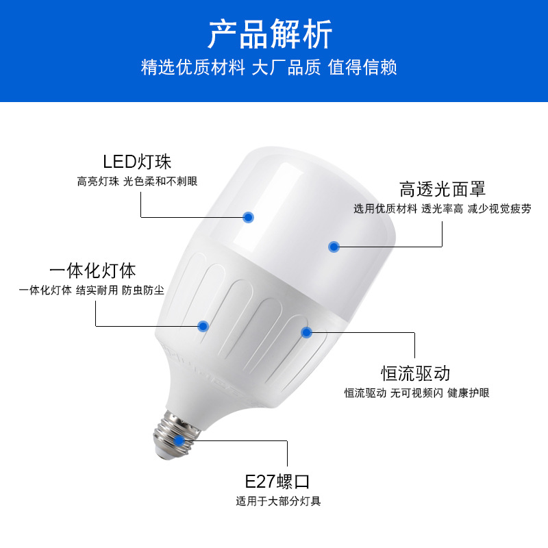Factory wholesale LED bulb three-proof LED bulb warehouse supermarket commercial household energy-saving bulbs