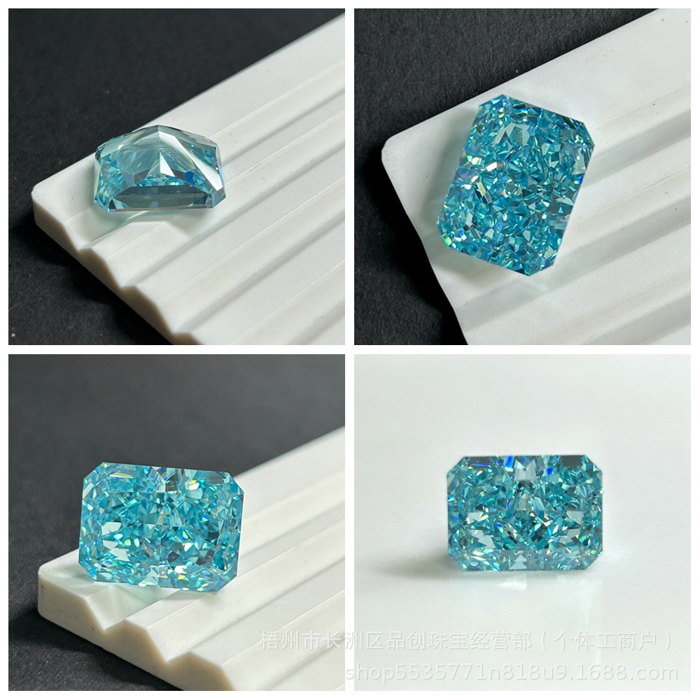 Wholesale of Flash Gemstone Cubic Zirconia 5A Rectangular Faceted Ice Flower Cut White Colored Loose Stones in Stock
