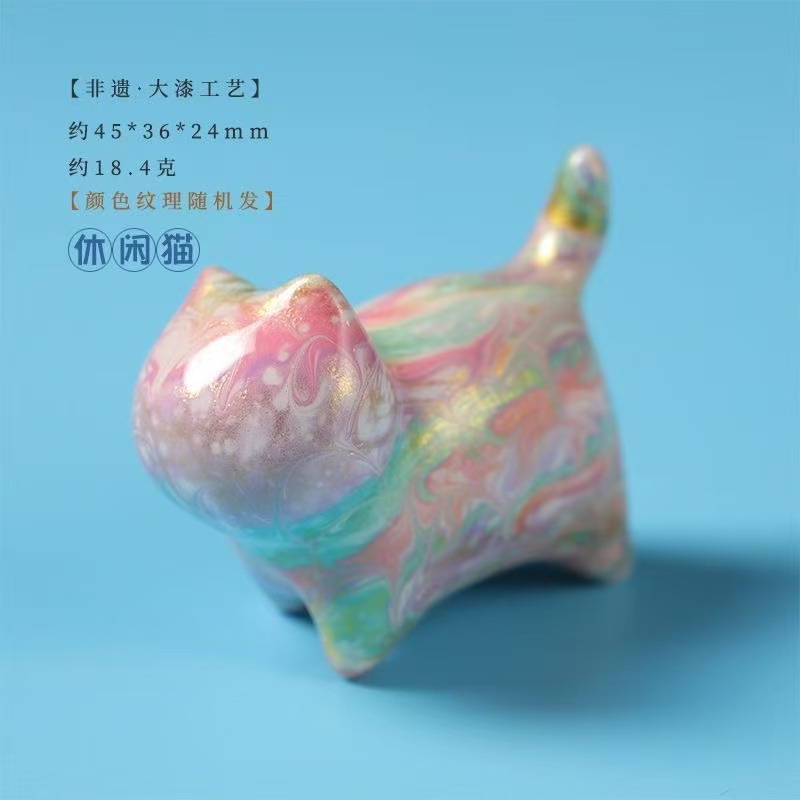 Фигурка кота из лака, новогодний подарок в национальном стиле, украшение для стола или автомобиля, культурная игрушка DIY