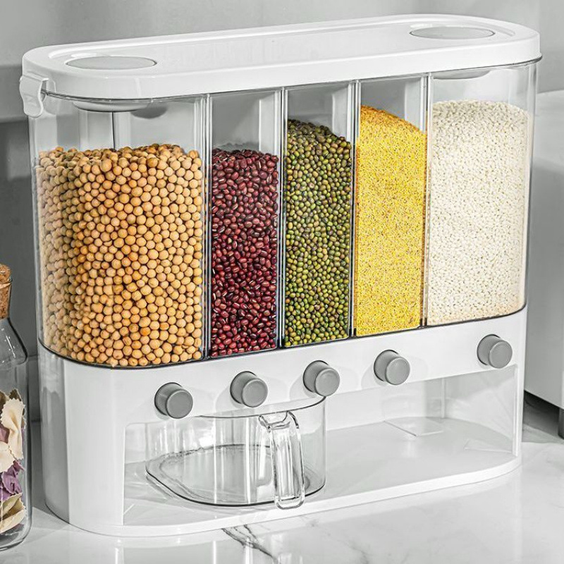 Export Grain Compartmentalized Rice Bucket Household Insect-Proof and Moisture-Proof Sealed Storage Box Food Grade