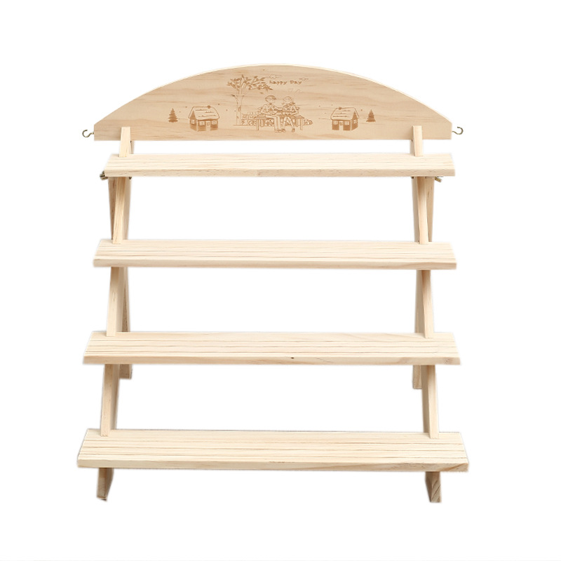 Wooden Storage Rack Household Jewelry Display Rack Desktop Jewelry Arrangement Rack Four-layer Shelf