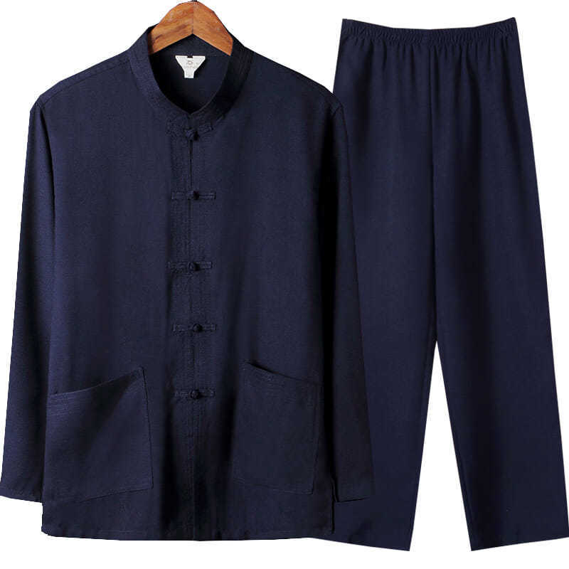 Elderly Grandpa Clothes Summer Middle-Aged and Elderly Tang Suit Men's Chinese Style Long-Sleeved Suit Casual Loose Dad Thin Coat