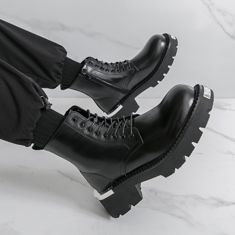 Boots Men's Outdoor Metal Decorative Horse Lace Motorcycle Boots Retro Short Boots British Style Work Boots Men's Boots