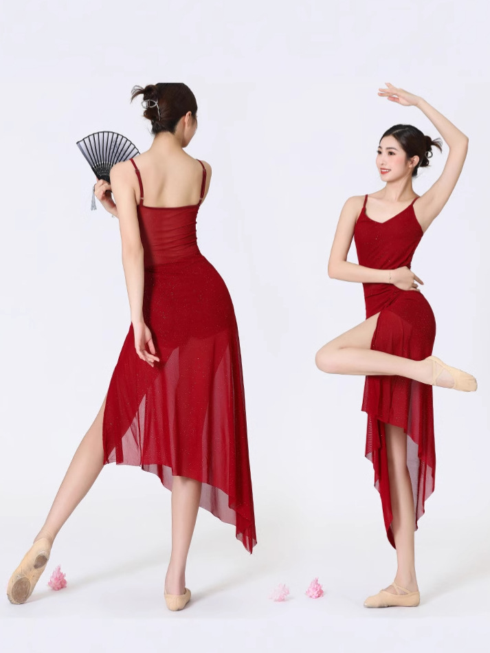National Standard Dance Performance Suit Art Test Meat Teacher Same Mesh Latin Jazz Dance Suit Sexual Beauty Back dress