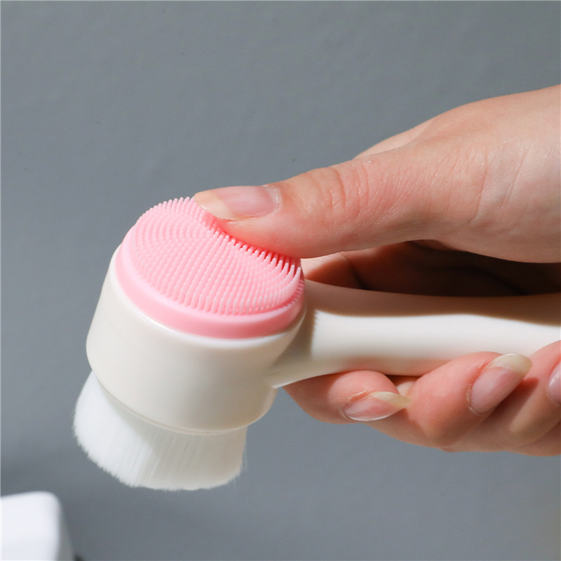 Double-sided Facial Brush Soft Hair Silicone Facial Cleanser Manual Cleansing Brush Shake Tone Facial Cleansing Artifact Deep Pore Cleanser
