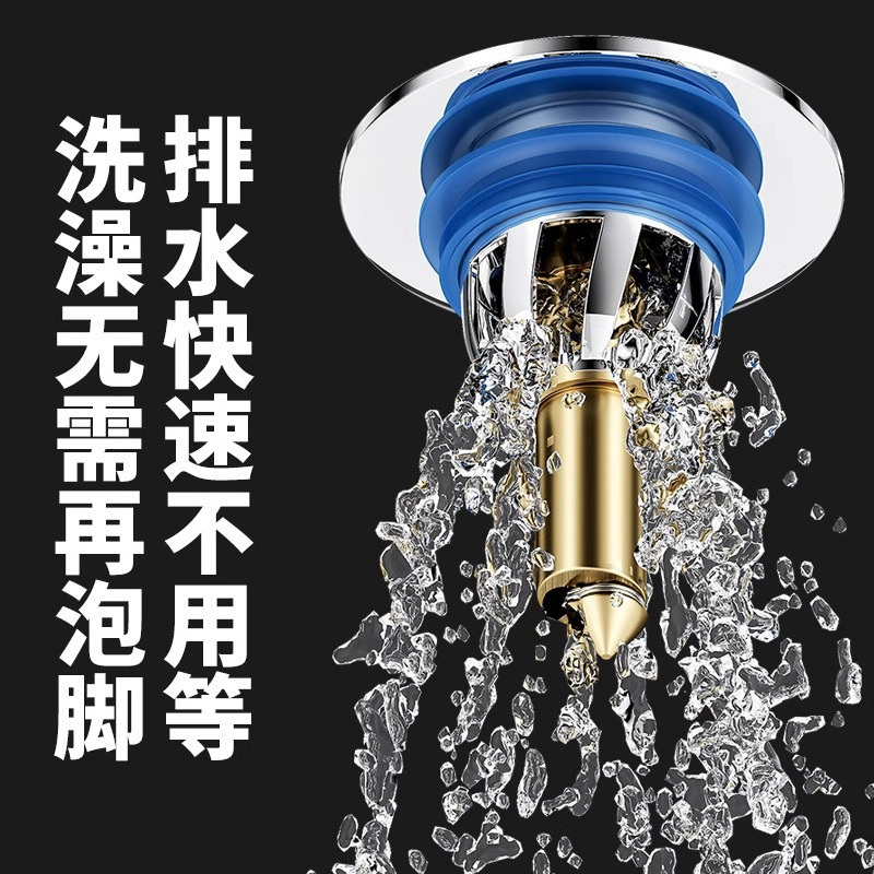 Bathroom Floor Drain Anti-Odor Device with Spring-Loaded Core Sealing Cover, Universal Press-On Foot-Operated Anti-Odor Bug Repellent for Drains