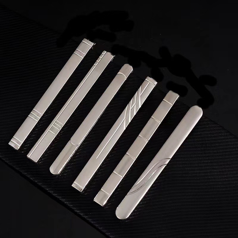 Металлический зажим для галстука, простой матовый узор, элегантный зажим с алмазом