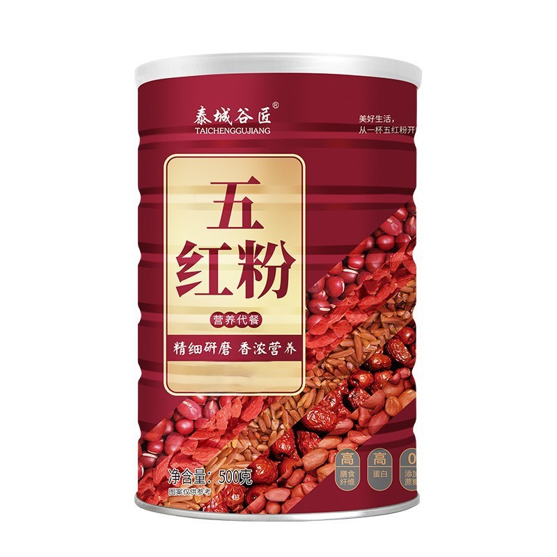 Five Red Powder 500g Canned Wuhong Soup Wholesale Red Dates and Grains Meal Replacement Powder Ready to Eat