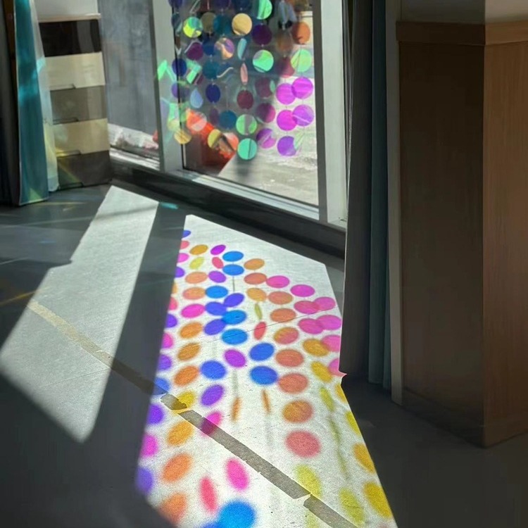 PVC Colorful Film Laser Kindergarten Hanging Ornament Material Round Film Magic Color A4 Transparent Color Plastic Film Round