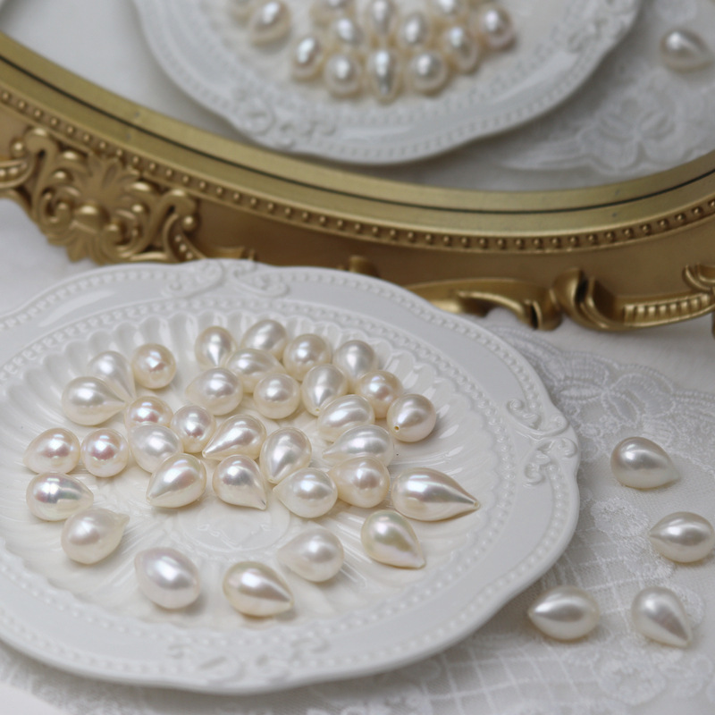 [Мечта ювелирных изделий] 11 мм каплевидные рисовые бусины крупные частицы натуральные пресноводные жемчужины сильный свет материал для заколок полудырчатые