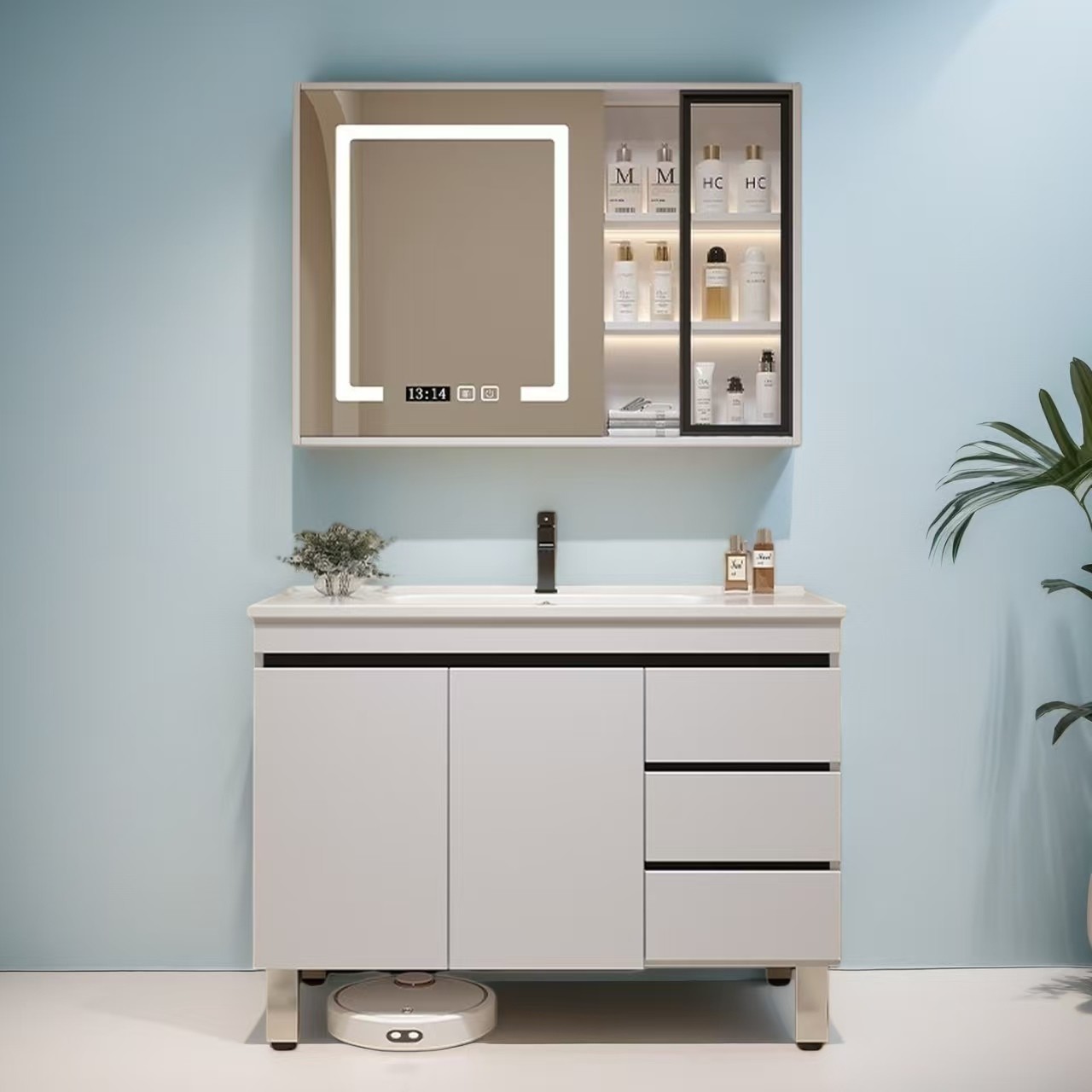 Новый домашний ванный комбинированный керамический интегрированный умывальник простой умывальник напольный шкаф для ванной