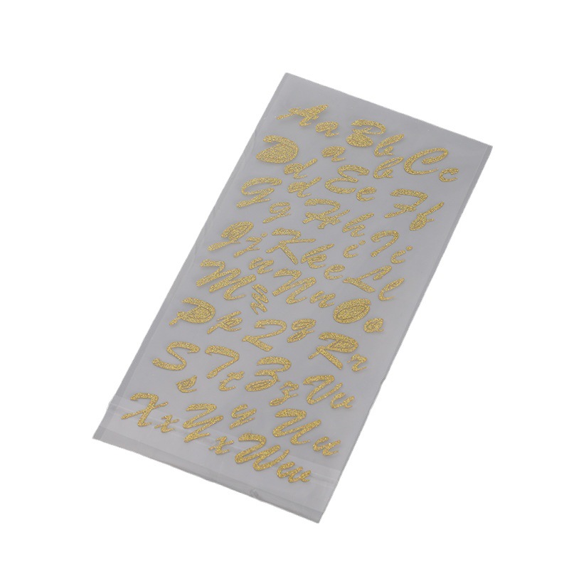 Pu Glitter Self-Adhesive Stickers Gold and Silver English Number Shape Glitter Stereo Fun Kidsren's Stickers Wholesale DIY