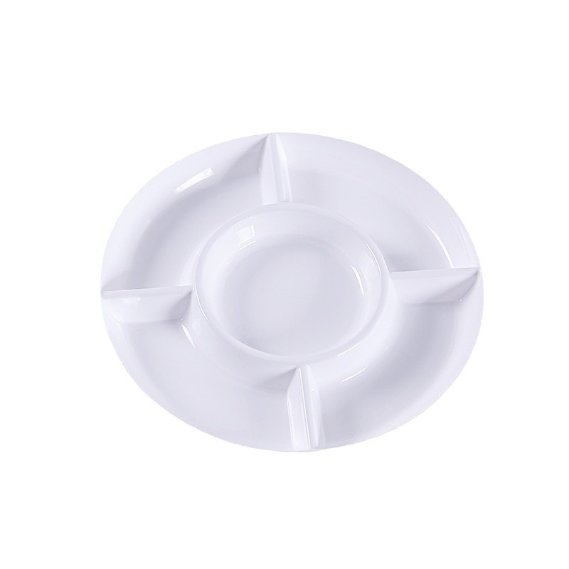 Plastic Five-Compartment Snack Plate Food-Grade Round Compartmented Melon Seeds Nut Snack Plate Wholesale Spot Dessert Table