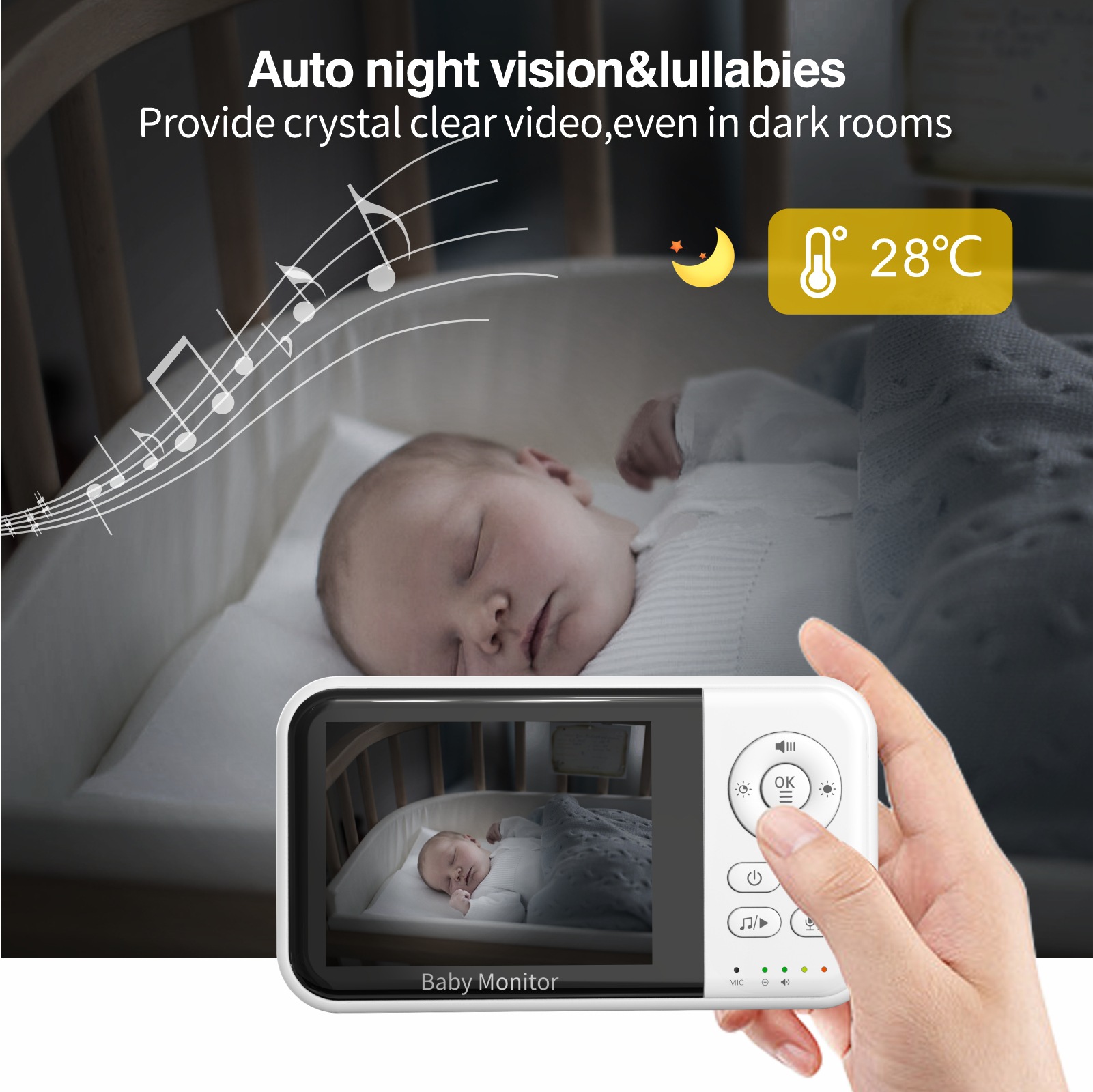 Source Factory New 3.2inch Screen Baby Monitor Cross-Border Night Vision 2100Mah Battery Baby Care