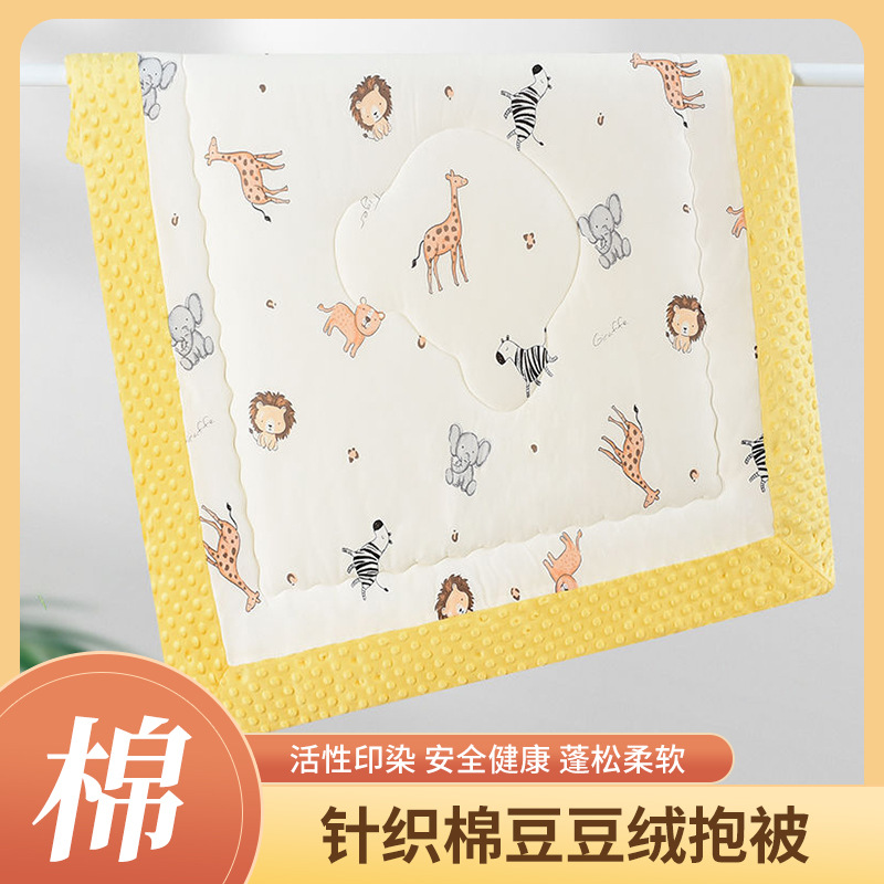 Одеяло для малышей весенне-осеннего стиля, утолщенное и теплое, одеяло-комфорт с мультяшным принтом, четырехсезонное, новорожденное одеяло из бобрового велюра