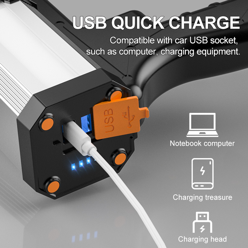 Cross-border P50 strong light rechargeable spotlight USB input and output gun Searchlight long-range strong light flashlight