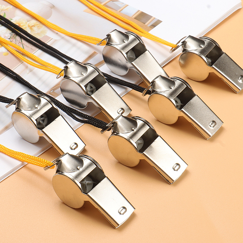 Referee Whistle Metal Whistle Stainless Steel Whistle Metal Whistle Sports Whistle Sports Goods with Lanyard