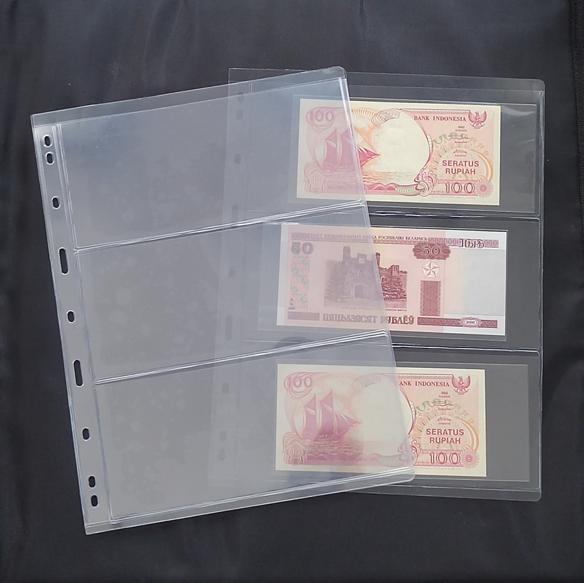 Единичный девятиотверстный универсальный стандартный альбом для валюты Внутри съемный прозрачный односторонний лист на одну до семи линий