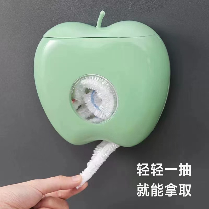 Multi-Functional Apple-Shaped Storage Box Household Wall-Mounted Kitchen Withdrawable Disposable Plastic Preservation Film Bag Storage and Tidy Box