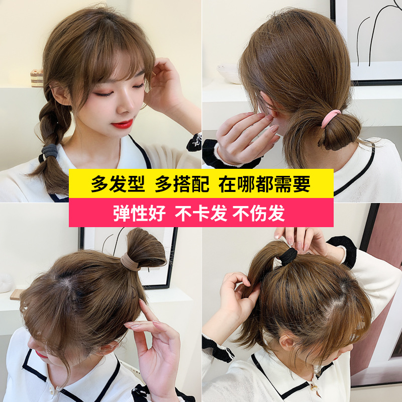 Hair Tie Rubber Band for Women, High Elasticity, Durable, Thick Hair Rope, Simple Hair Binding, Black Hair Ring for Braids