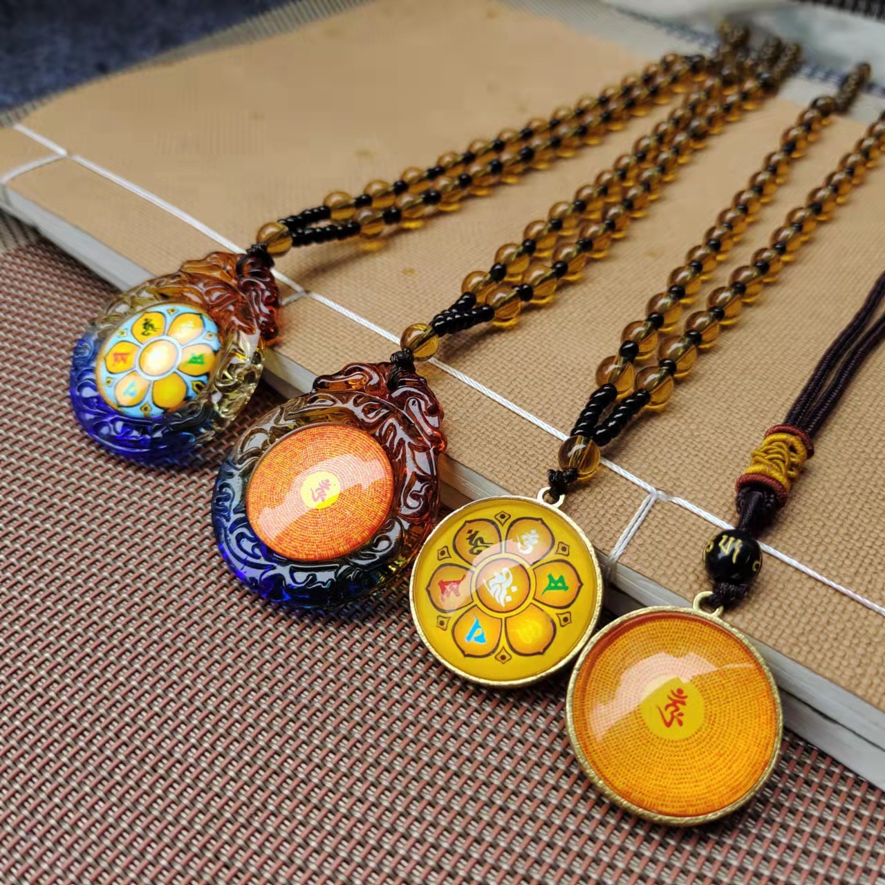 Улучшенный стеклянный мантровый подвеска, мужское и женское мантровое ожерелье, бизнес-подарки для храма