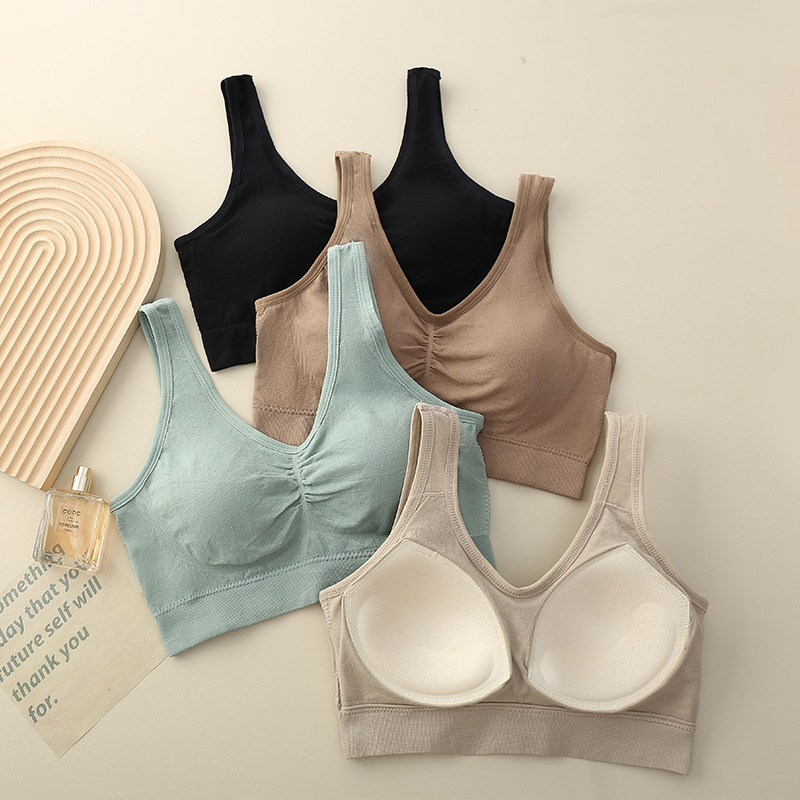 40.00 kg-100.00 kg Sports Wide Shoulder Bra Women's Fixed Cup Underwear Tube Top Vest Breathable chubby girl plus size Wrap Chest