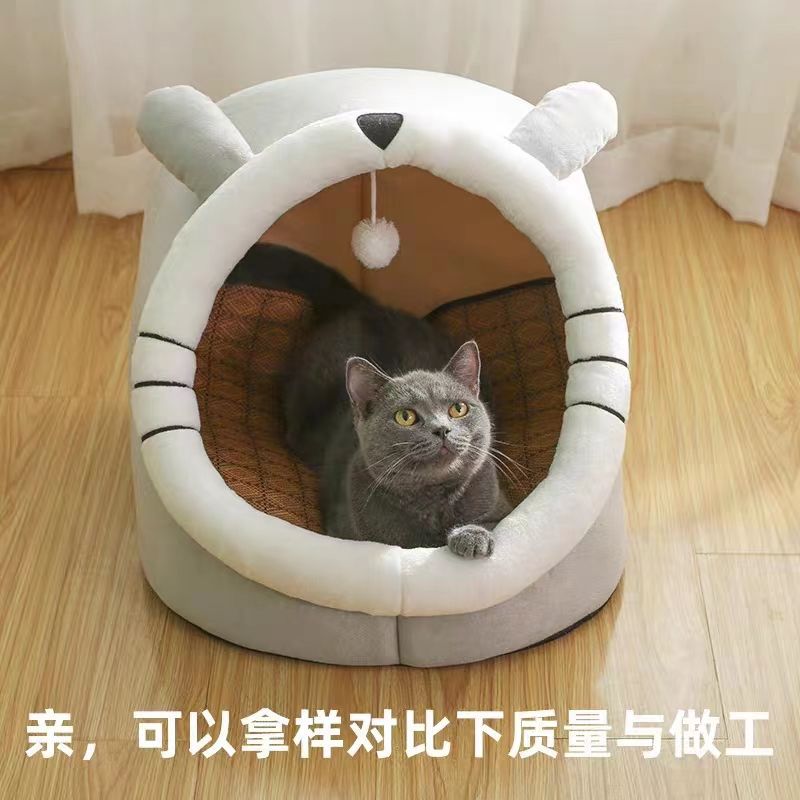 Кошачий дом для всех сезонов, вилла, закрытый кошачий дом, зимняя теплая собачья кровать, товары для домашних животных