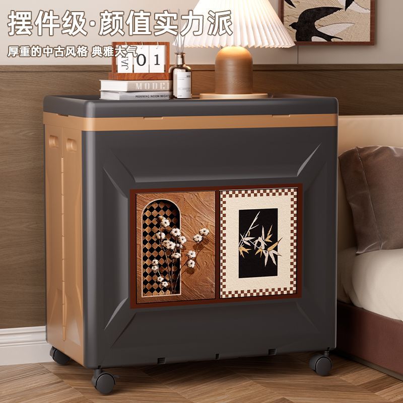 Clothes Storage Cabinet Flip-Top Storage Box Large Capacity Extra Large Storage Box with Pulleys Clothing Quilt Storage Cabinet