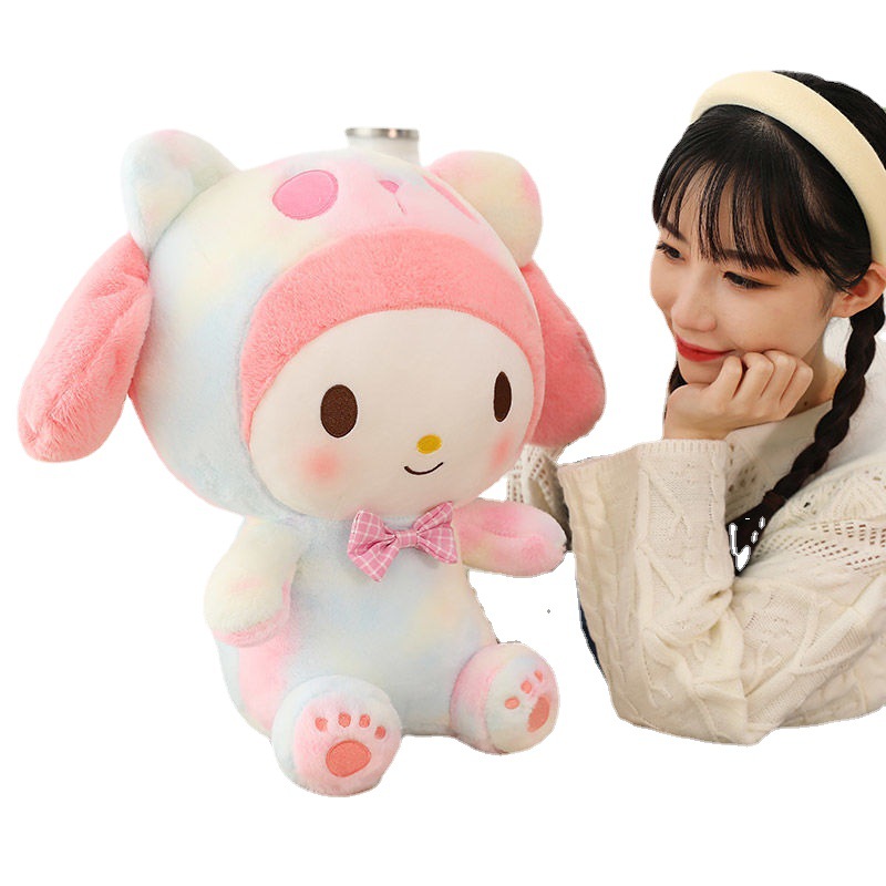 Internet Celebrity Explosions Tie-Dye Deviruchi Doll Doll Plush Toy White Dog Doll Bed Pillow Girl Gift