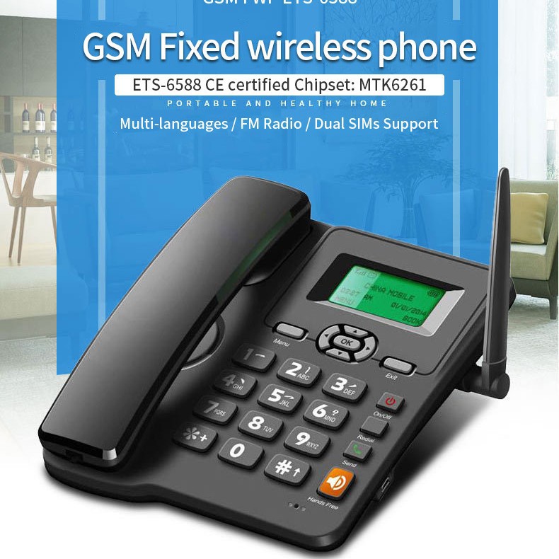 Кросс-бордерный Gsm беспроводной карточный телефон с двумя сим-картами, многоязычный, FM-радио, для дома и офиса, 2G карточный стационарный телефон