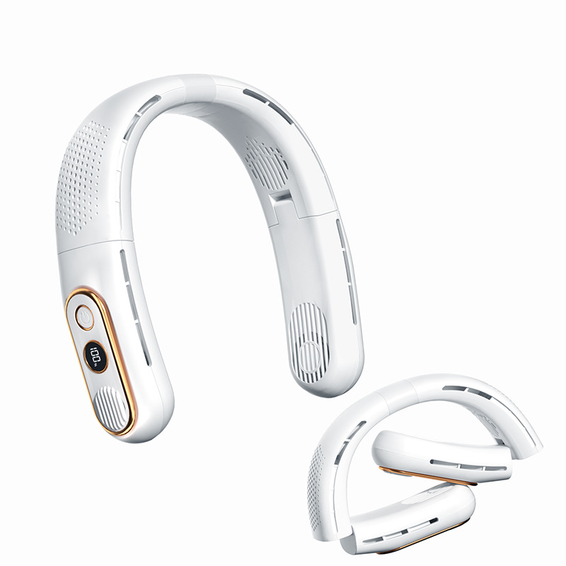 2023 Cross-Border New Hanging Neck Fan Foldableing USB Charging Digital Display Handheld Outdoor Portable Mini Fan