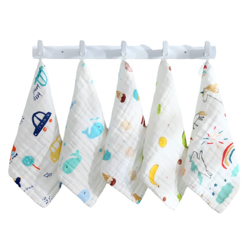Six layer high density cotton gauze small square towel wholesale baby wash towel cotton children's towel gauze saliva towel