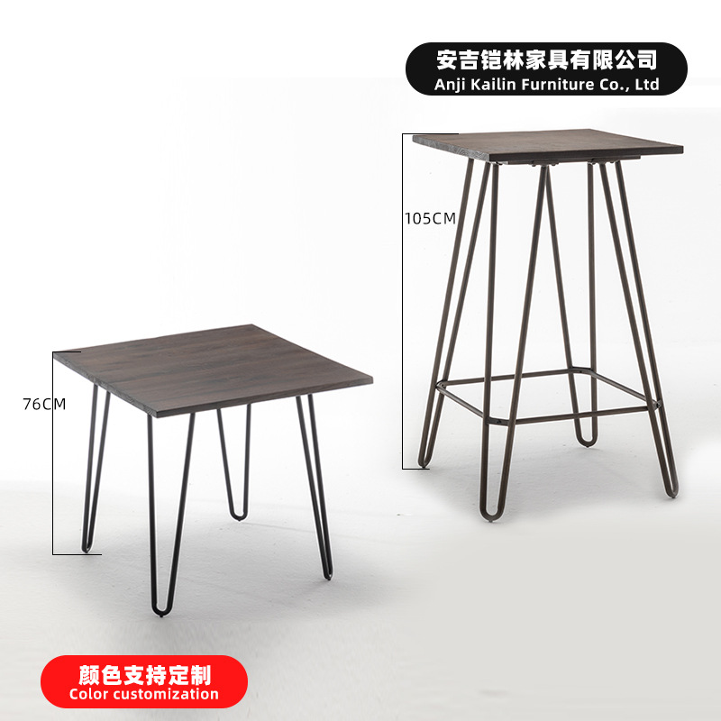 Стол из кованого железа, индустриальный стиль, металлический барный стол, высокий стул, массивное дерево, подходит для Ближнего Востока, легкая роскошь