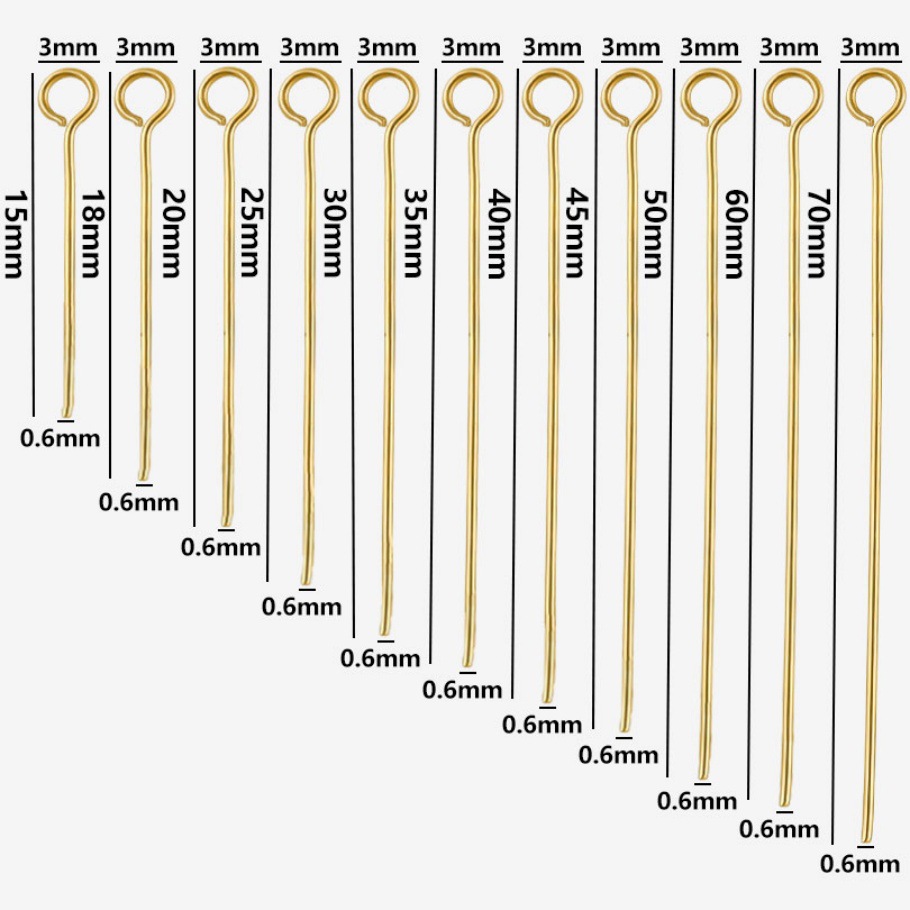 [No Water Plating] Nine-character Needle Ball Needle diy Handmade Jewelry Accessories Plated with 18k Gold Handmade Beaded Connection Needle Accessories