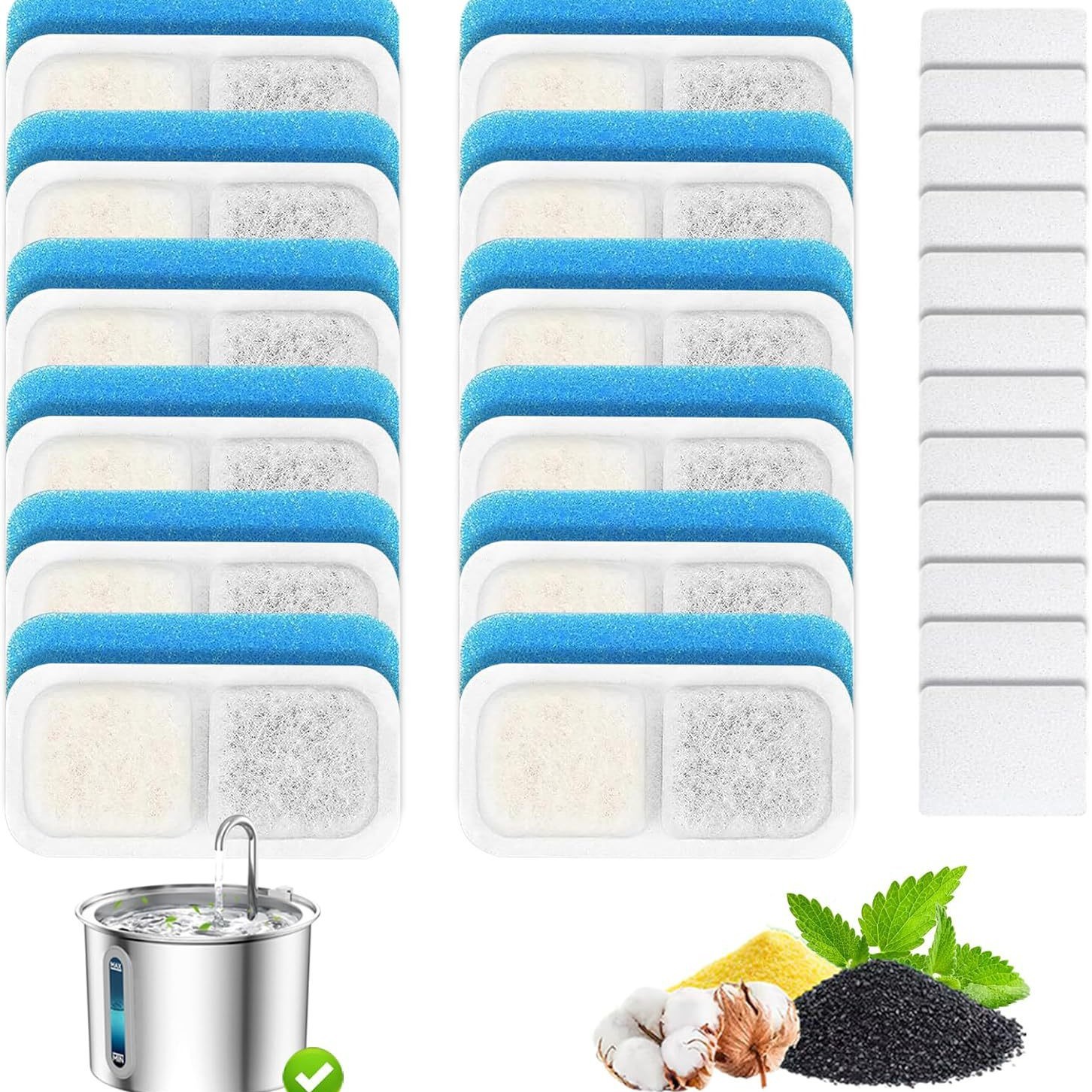 Pet Fountain Drinking Fountain Filter Cotton Replacement Core Cat and Dog Water Feeder Coconut Shell Activated Carbon Filter Cotton Sheet