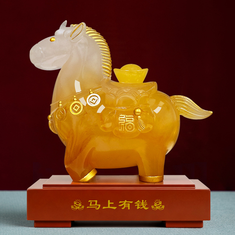 Immediately Successful Jade Zodiac Horse Year Ornament for Attracting Wealth, Suitable for Living Room, Entrance, Office Decoration, Insurance, Good Luck Gift